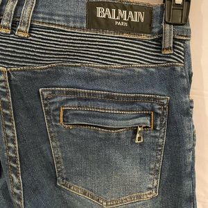 Balmain Zippered Moto Jeans
